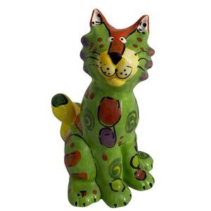 Hand-Painted Ceramic Cat Figurine By Dottie Dracos By Ganz 6" tall no chips